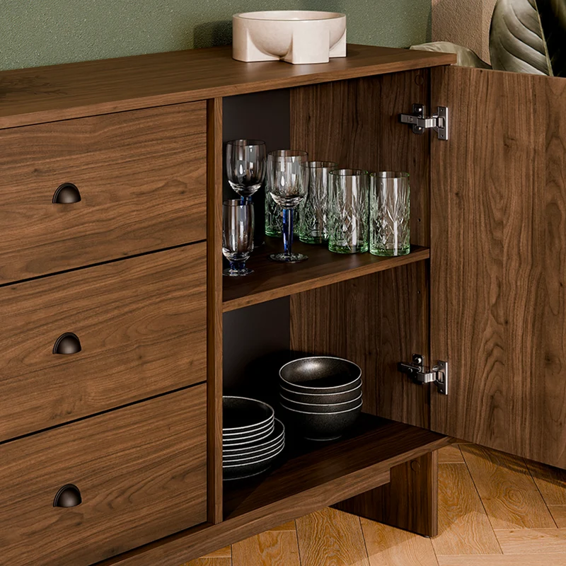 Buffet 2 portes 3 tiroirs Riyo Bois foncé