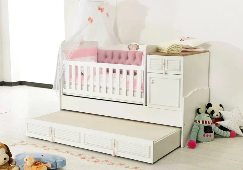Ensemble chambre bébé rose LUNA