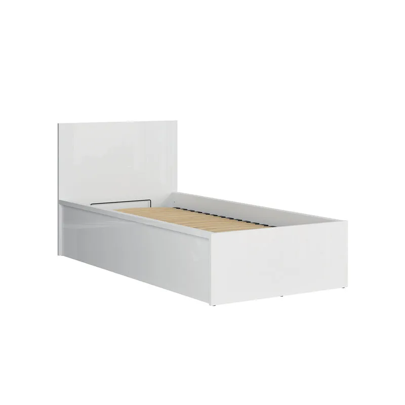 Lit coffre 90x200 sommier inclus Edwin Blanc