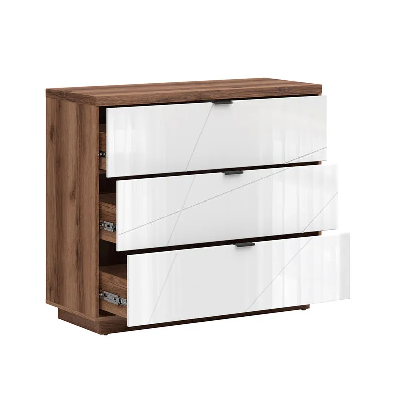 Commode 3 tiroirs Sven Blanc et Bois