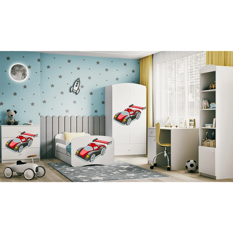 Commode 3 tiroirs Kocot Kids Babydream Voiture de course - Blanc