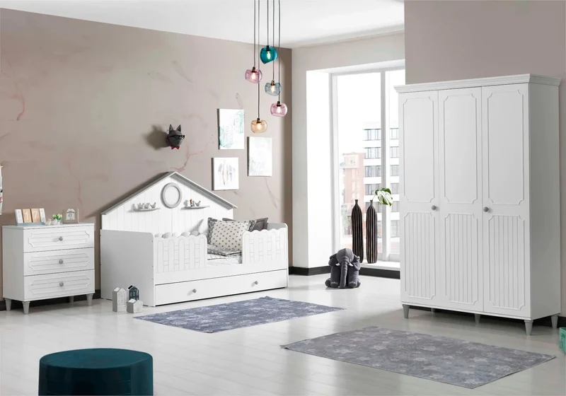Ensemble chambre bébé fille Montessori gris ALVIN