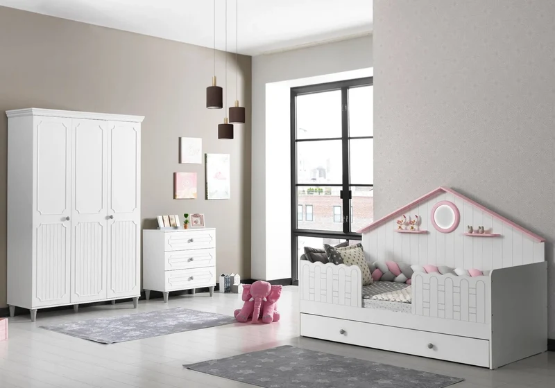 Ensemble chambre bébé fille Montessori rose ALVIN