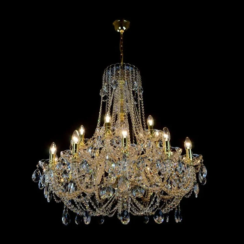 Casa Padrino Luxus Barock Kristall Kronleuchter Gold Ø 95 x H. 58 cm - Prunkvolle Messing Kronleuchter mit böhmischem Kristallglas - Barock Möbel - Edel & Prunkvoll