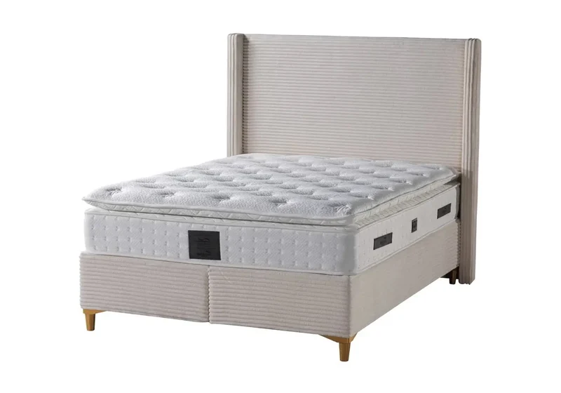 Lit coffre velours taupe - Hedi