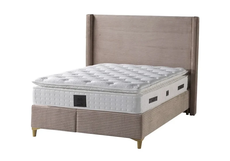 Lit coffre velours gris - Hedi