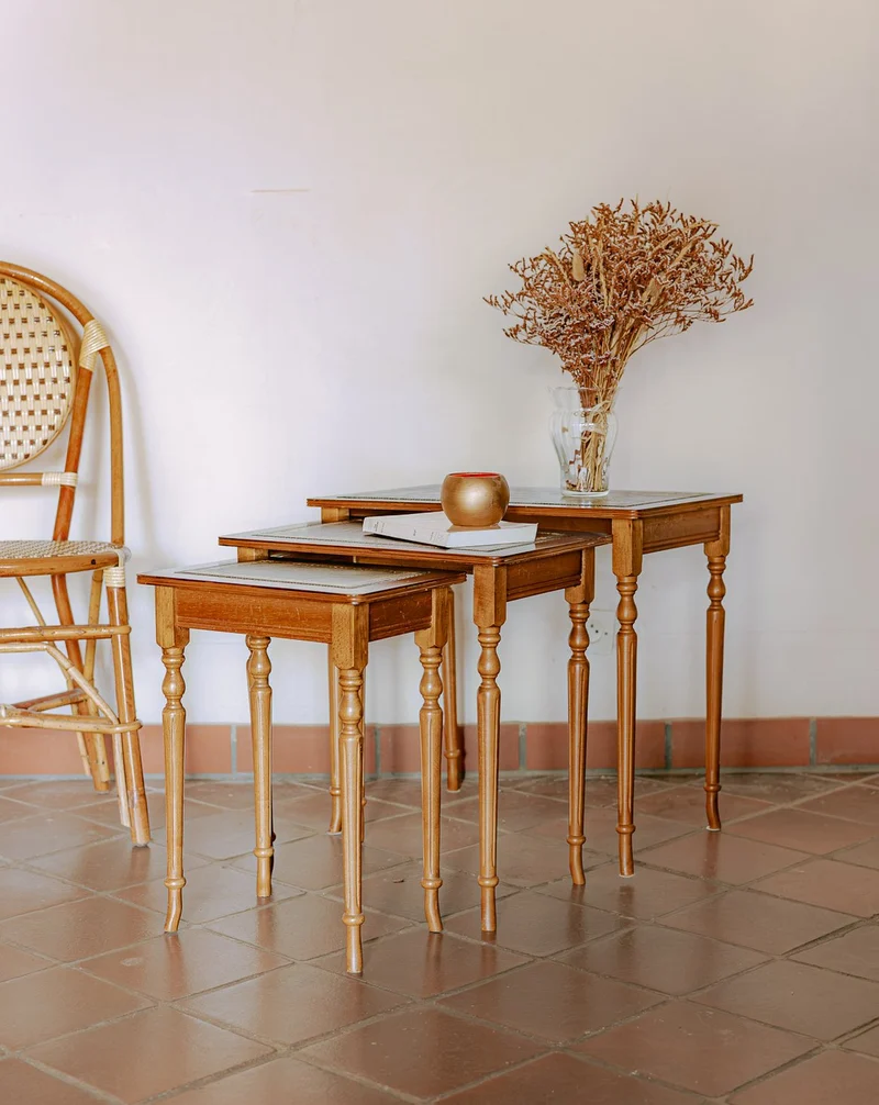 Barbara, le lot de tables gigognes rustique chic N°176