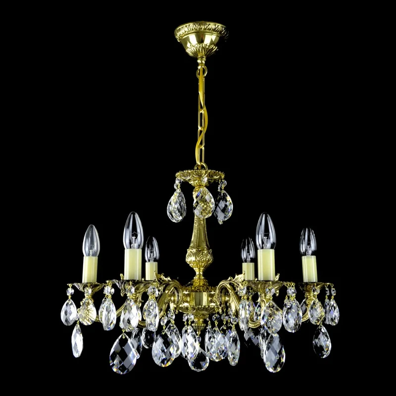 Casa Padrino Luxus Barock Kristall Kronleuchter Gold Ø 54 x H. 40 cm - Prunkvolle Messing Kronleuchter mit böhmischem Kristallglas - Barock Möbel - Edel & Prunkvoll