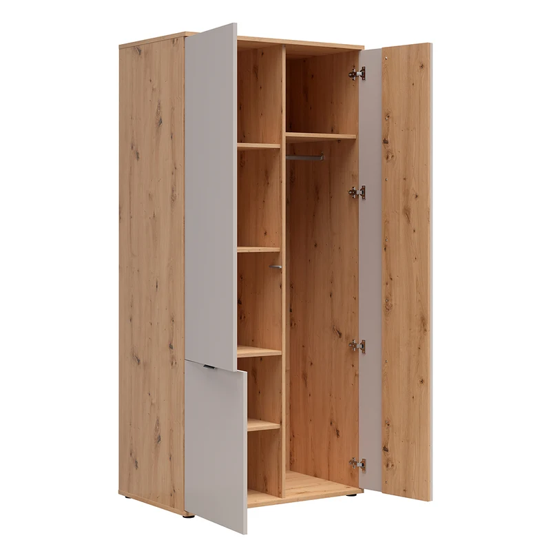 Armoire 3 portes Ezra Cachemire et Bois