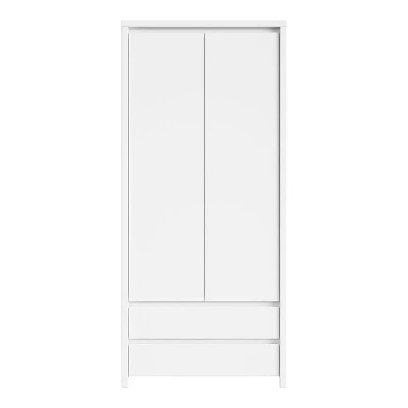 Armoire 2 portes 2 tiroirs Soren Blanc