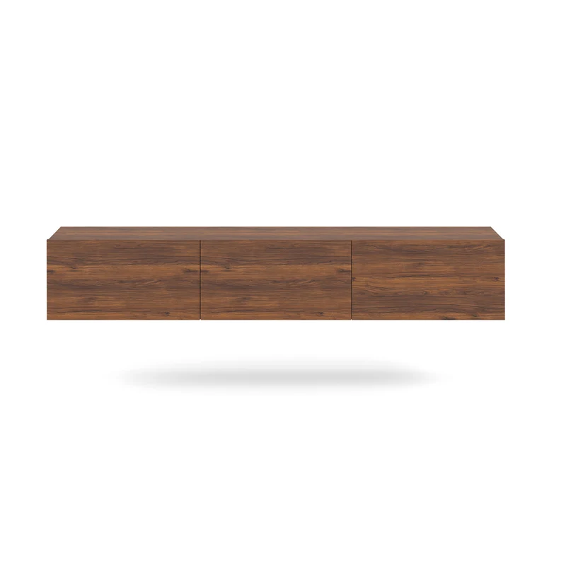 Meuble TV mural 3 portes 160 cm Idao Bois foncé