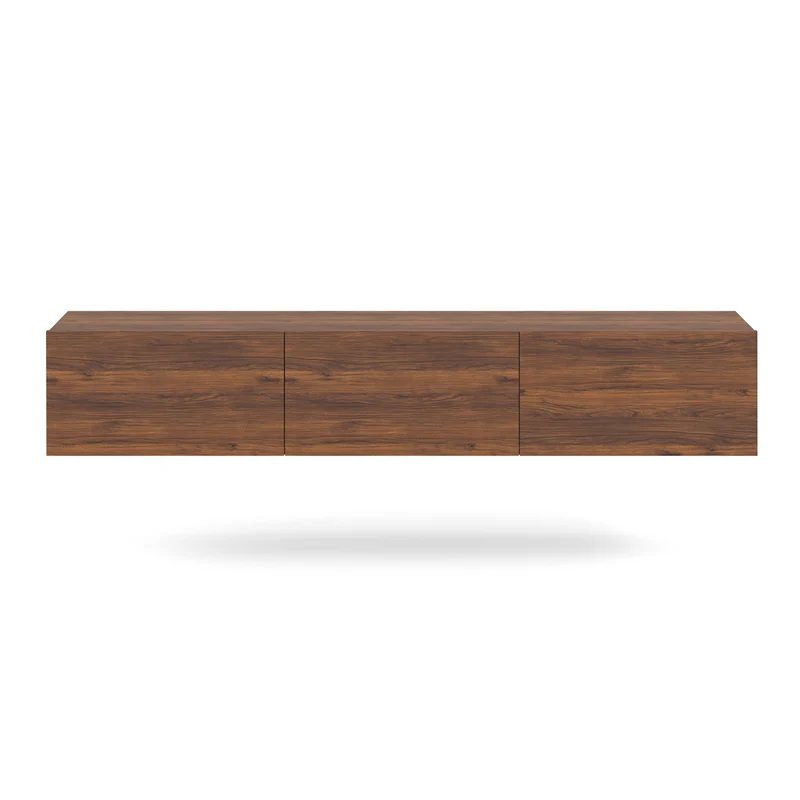 Meuble TV mural 3 portes 180 cm Idao Bois foncé