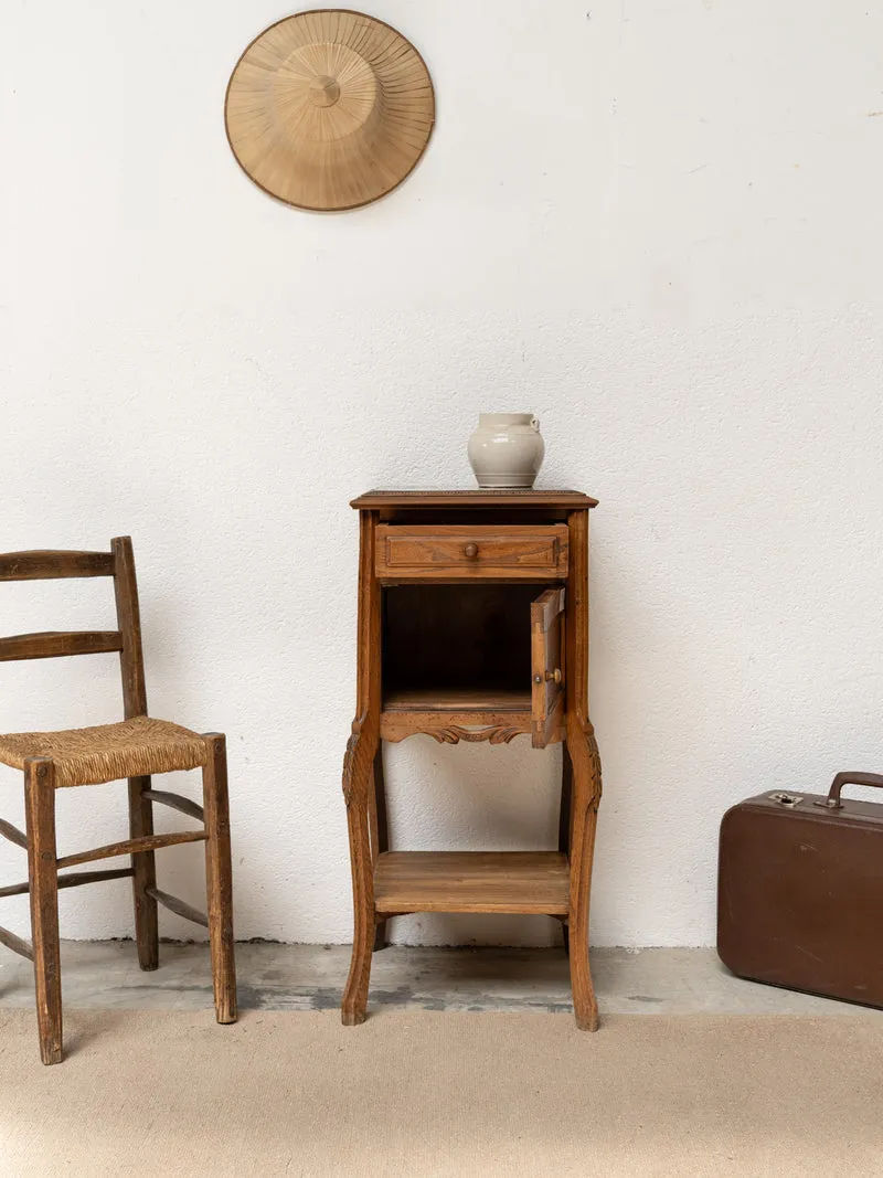 Odile, la table de chevet en bois et marbre N°1460