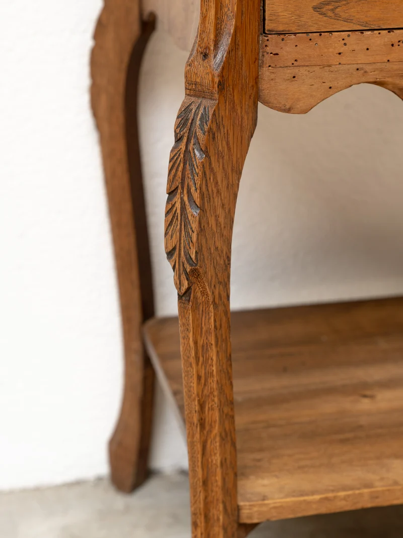 Odile, la table de chevet en bois et marbre N°1460