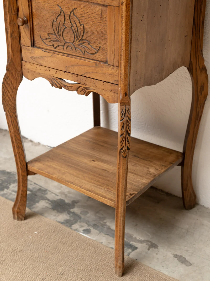 Odile, la table de chevet en bois et marbre N°1460