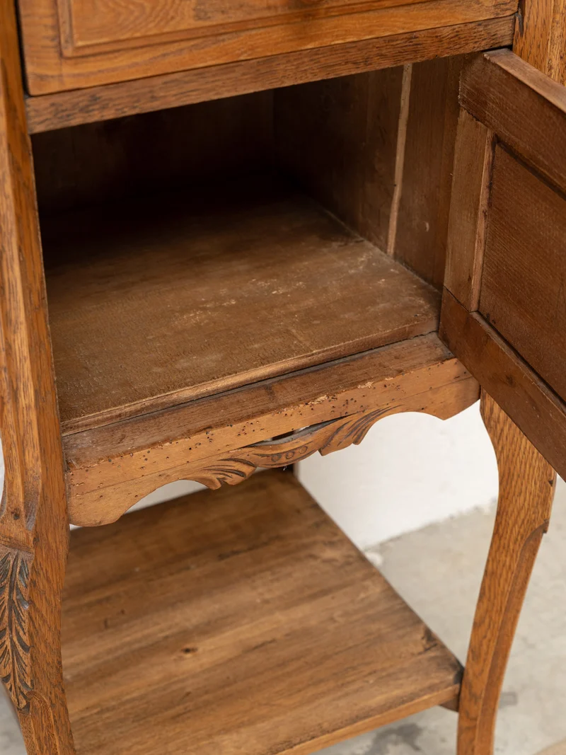 Odile, la table de chevet en bois et marbre N°1460