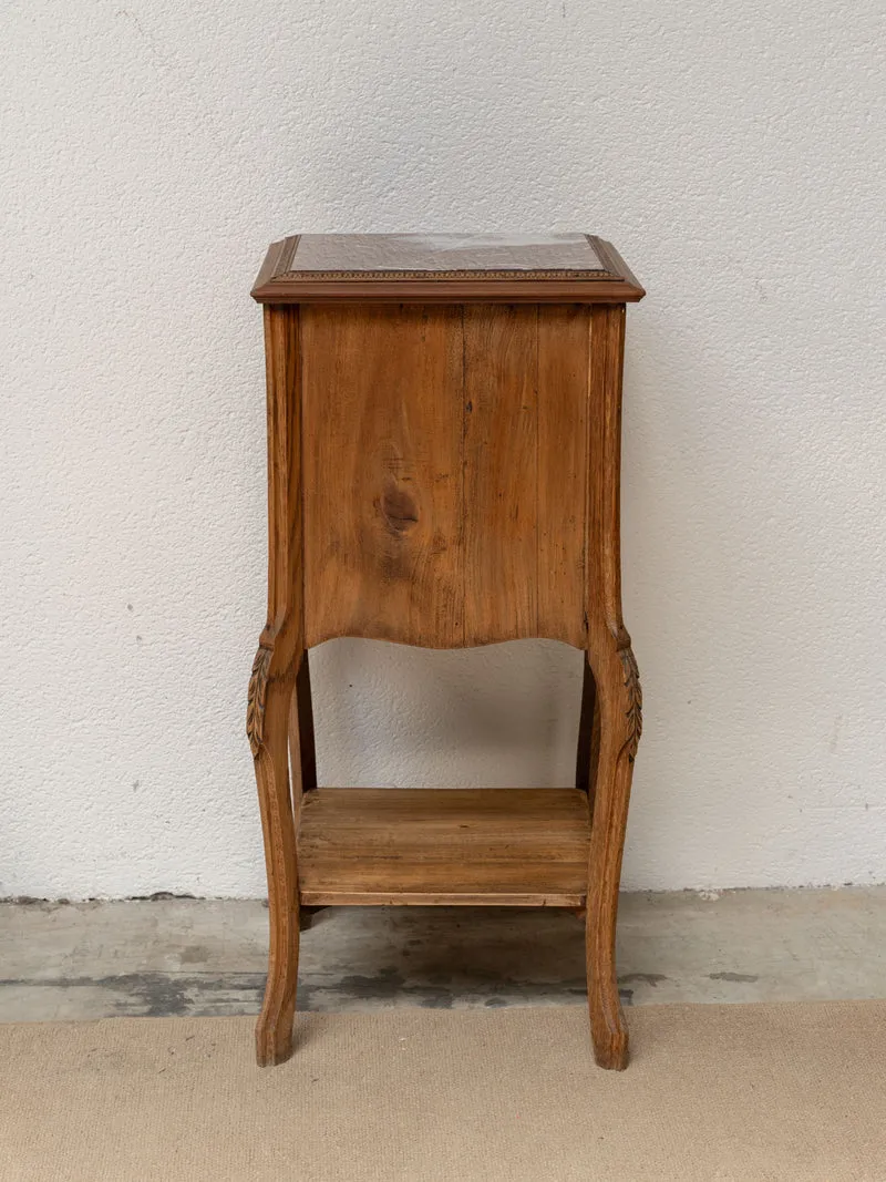 Odile, la table de chevet en bois et marbre N°1460