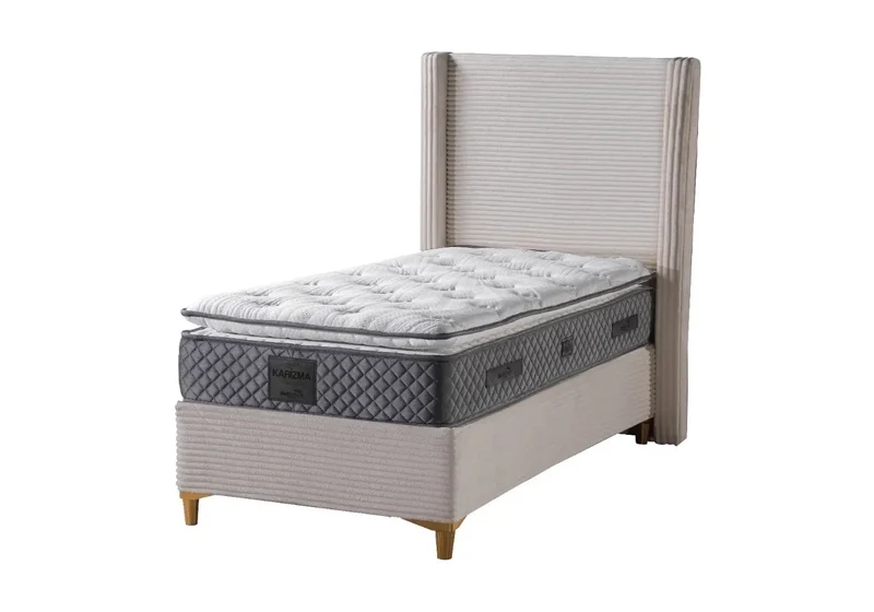Lit coffre velours beige - Hedi