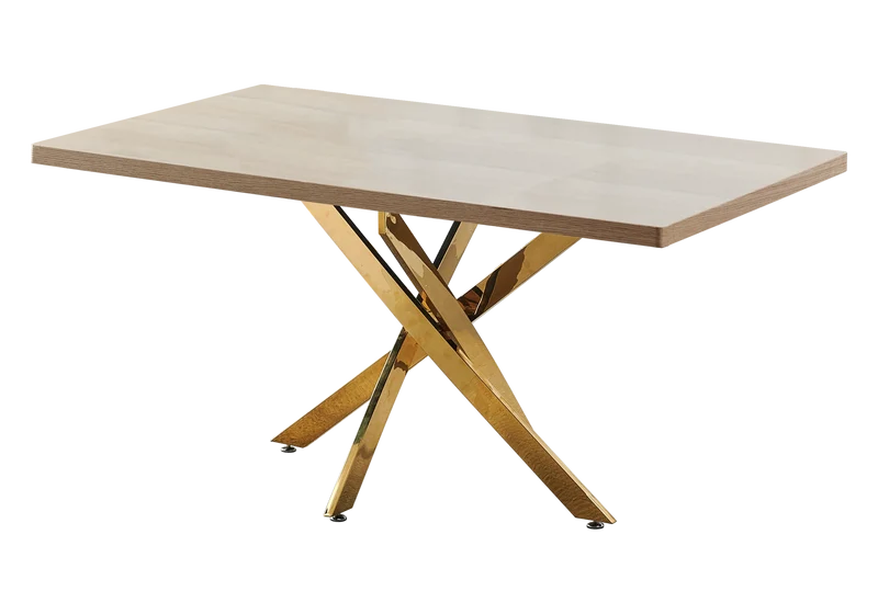 Table à manger et chaises dorées bois chêne - Joy