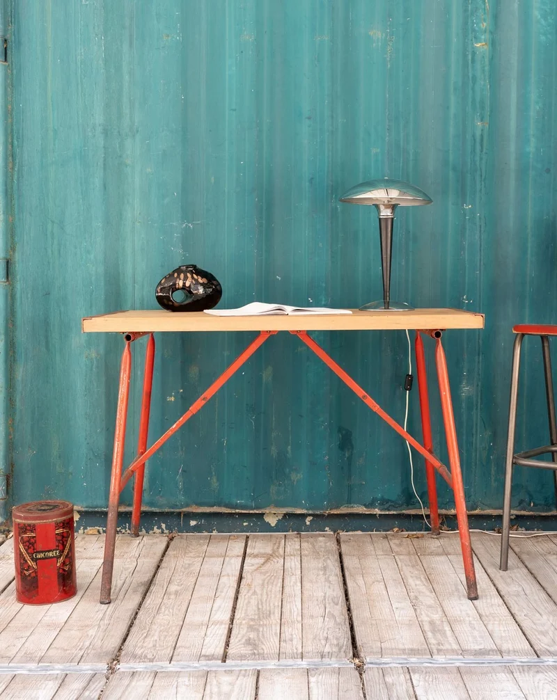 Edouard, le bureau en bois et métal rouge N°1027