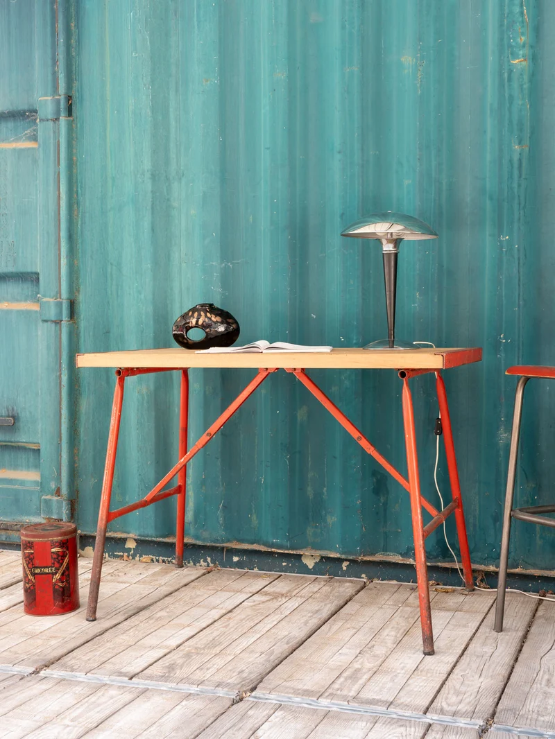 Edouard, le bureau en bois et métal rouge N°1027