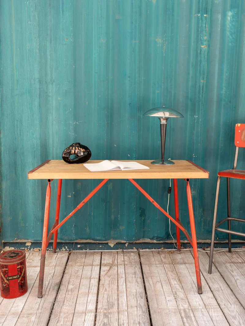 Edouard, le bureau en bois et métal rouge N°1027