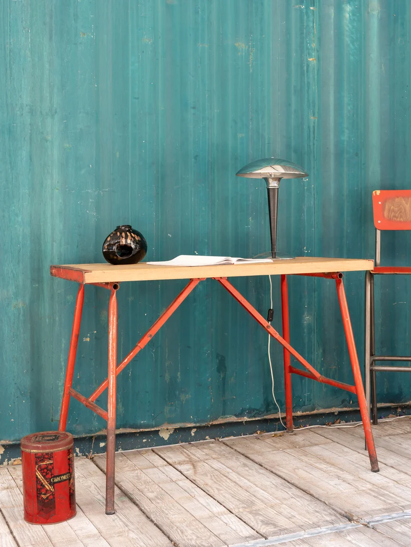 Edouard, le bureau en bois et métal rouge N°1027