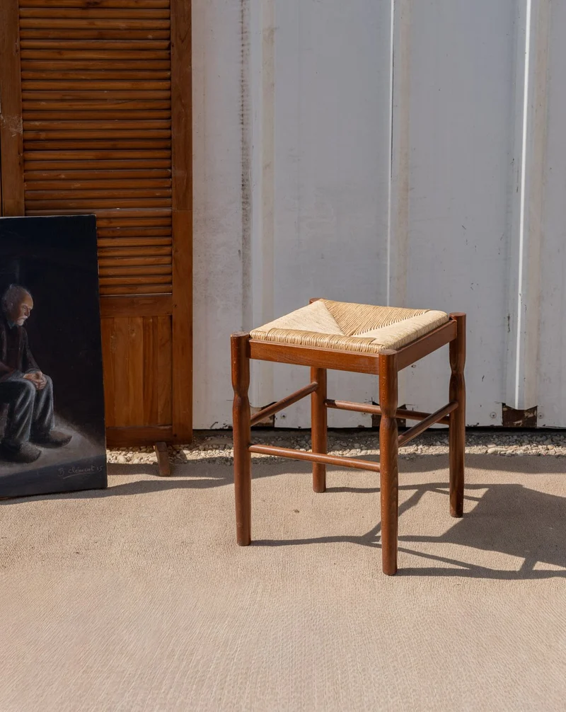 Regis, le tabouret en bois et en paille N°1477