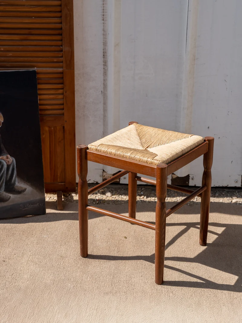 Regis, le tabouret en bois et en paille N°1477