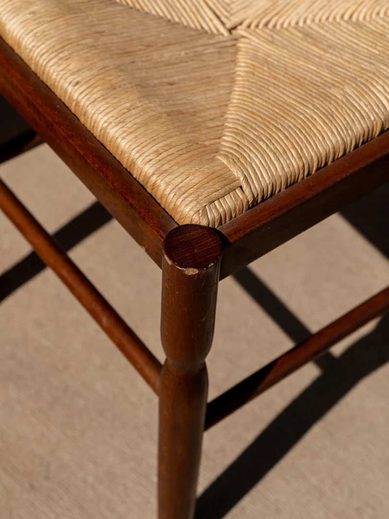 Regis, le tabouret en bois et en paille N°1477