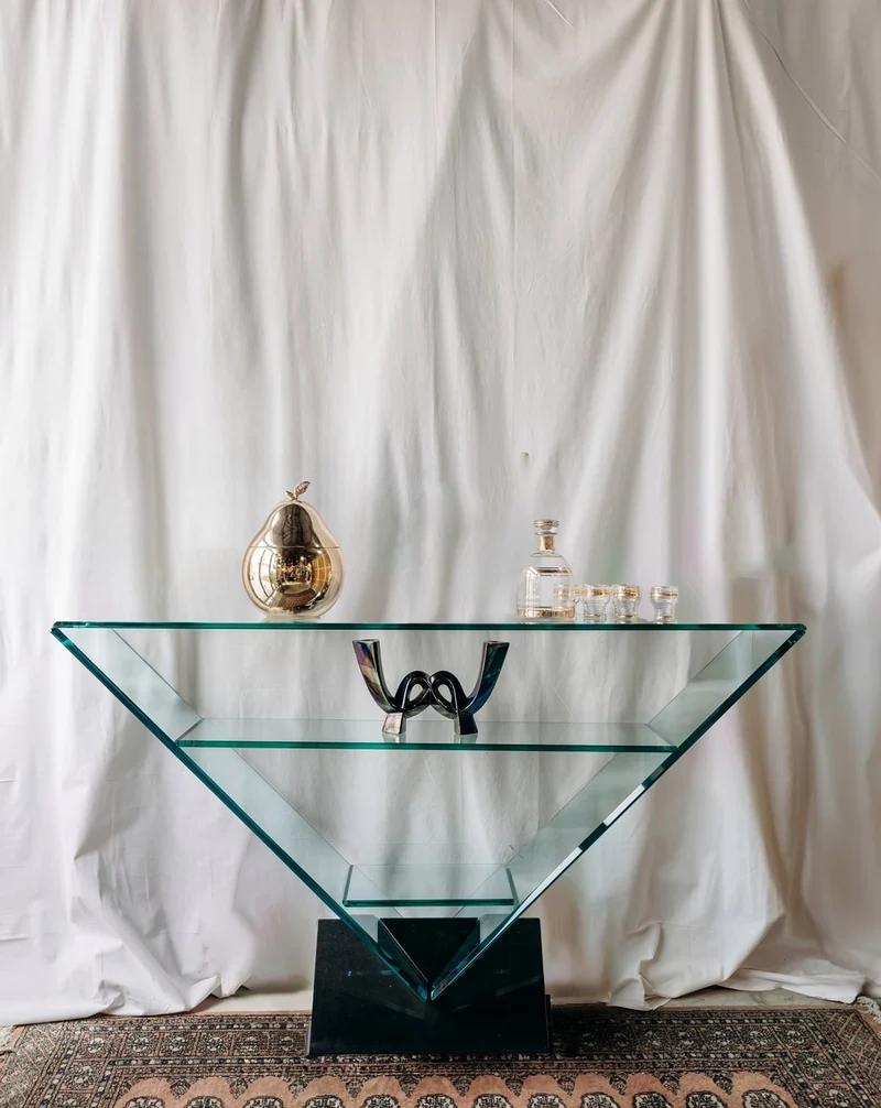 Hanna, la console en verre et marbre N°601