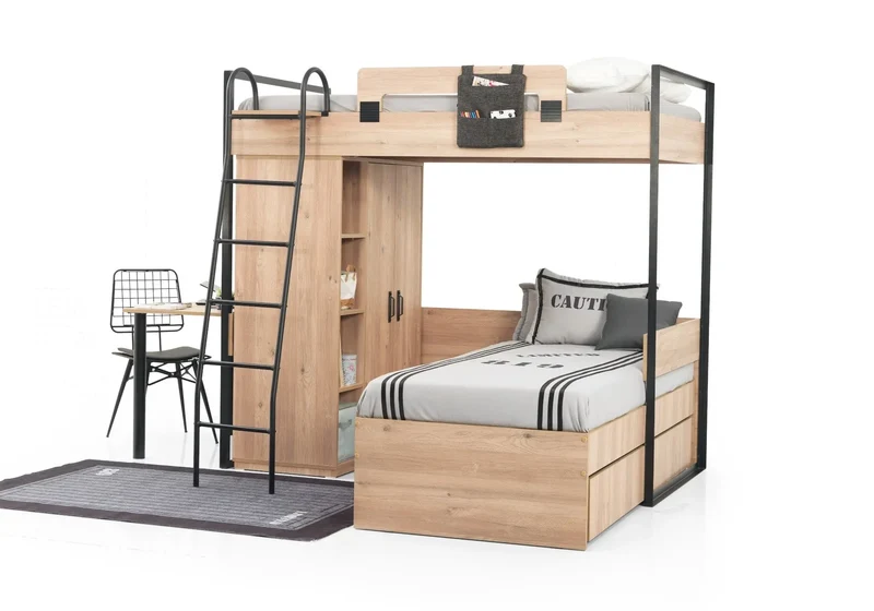 Chambre jeune modulaire et moderne chêne SMART MAX