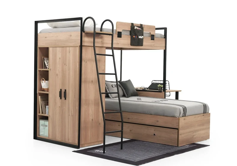 Chambre jeune modulaire et moderne chêne SMART MAX
