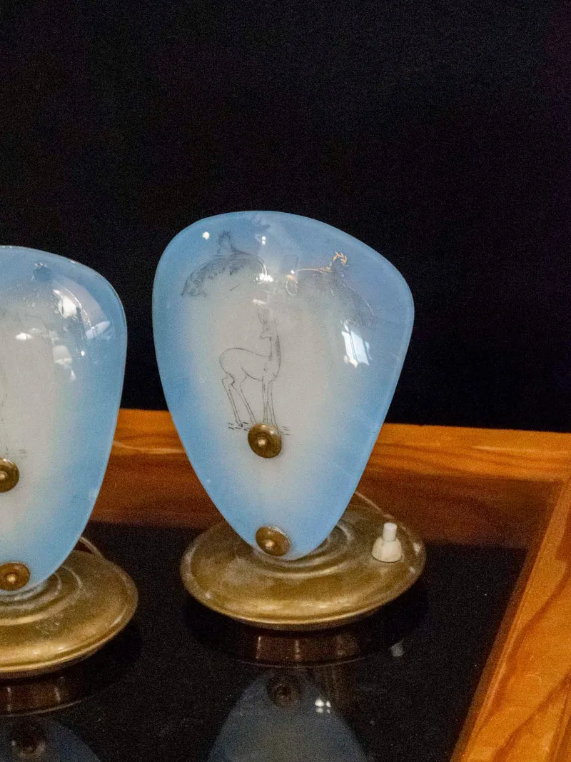 Suzette, la paire d'appliques murale bleu ciel à motifs N°231