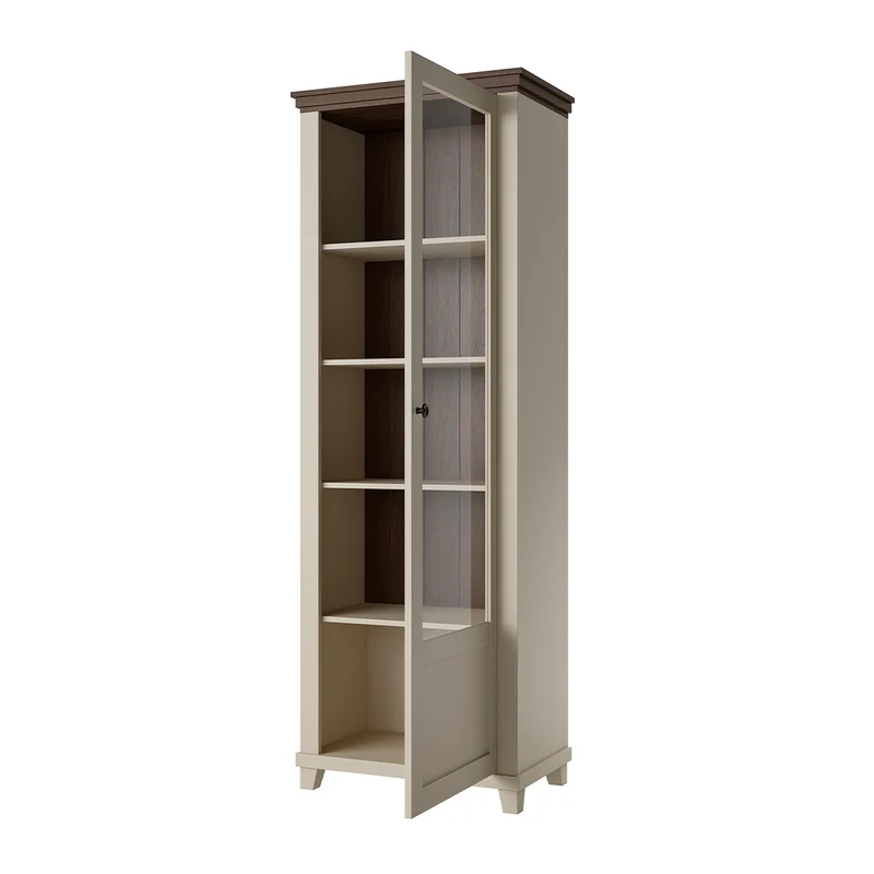 Vitrine 1 porte ouverture droite Martin Beige et Bois