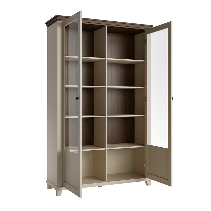 Vaisselier 2 portes Martin Beige et Bois