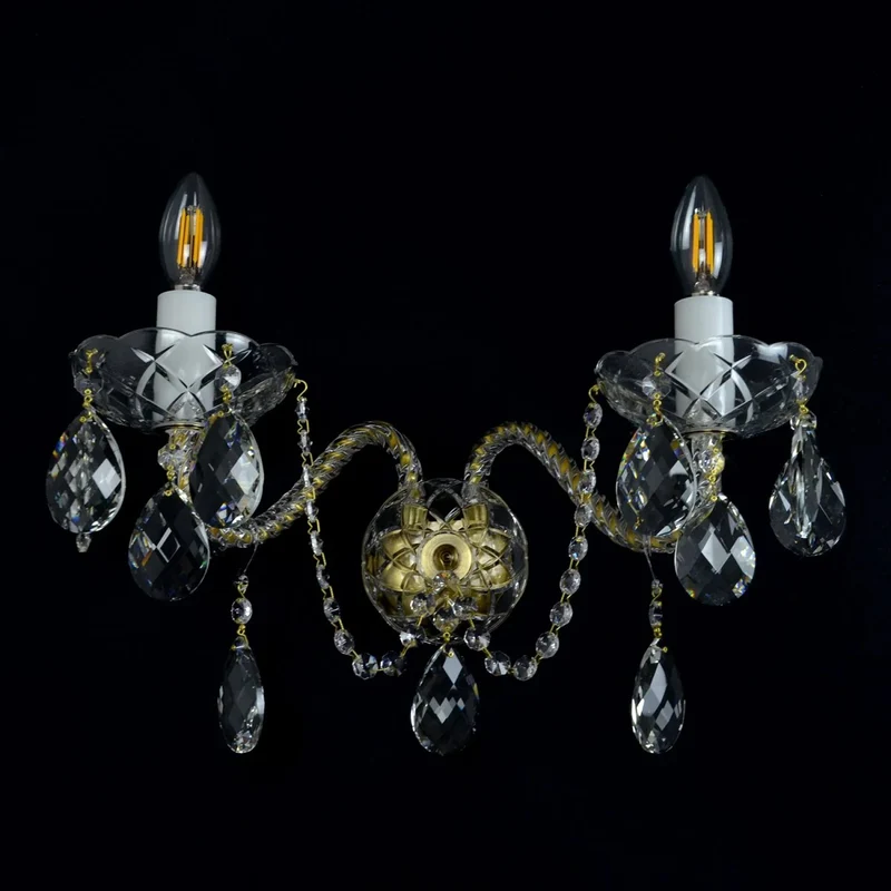 Casa Padrino Luxus Barock Kristall Wandleuchte Gold 40 x 20 x H. 24 cm - Prunkvolle Messing Wandleuchte mit böhmischem Kristallglas - Barock Möbel - Edel & Prunkvoll