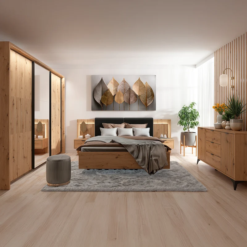 Lit coffre 160x200 sommier inclus Mao Bois