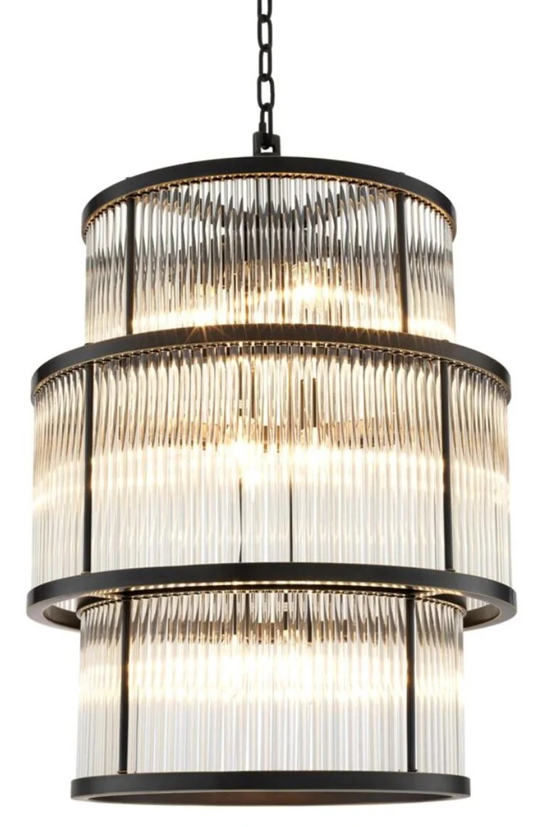 Casa Padrino Kronleuchter in bronze mit vintage Glas 55 x H. 78 cm - Luxus Wohnzimmermöbel