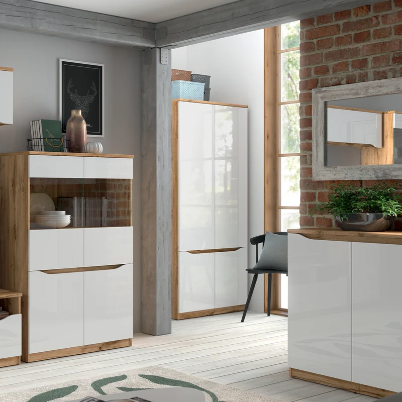 Armoire 2 portes June Blanc et Bois