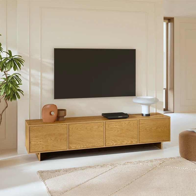 Meuble TV 4 portes 221 cm Tadao Bois
