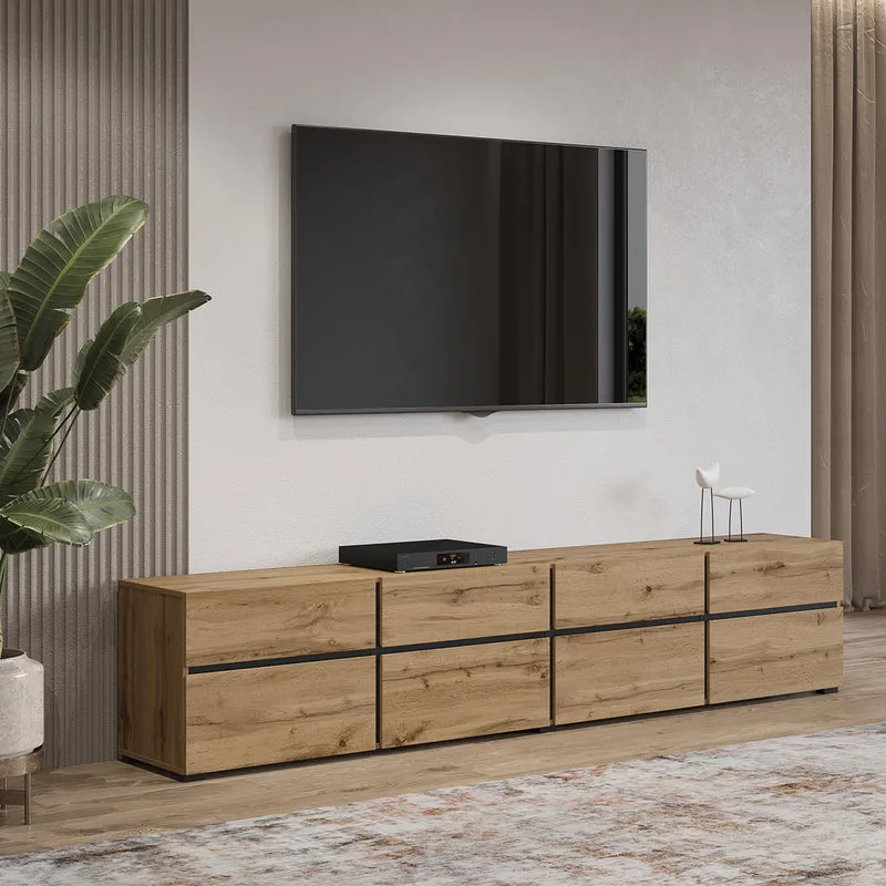 Meuble TV 4 portes 225 cm Lilia Bois