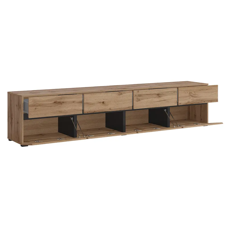 Meuble TV 4 portes 225 cm Lilia Bois
