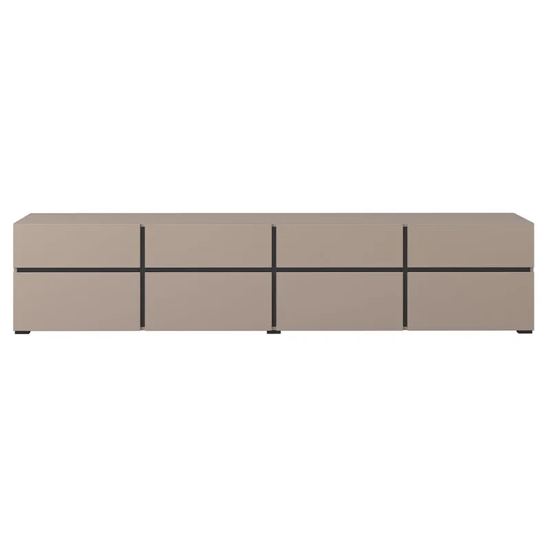 Meuble TV 4 portes 225 cm Lilia Taupe