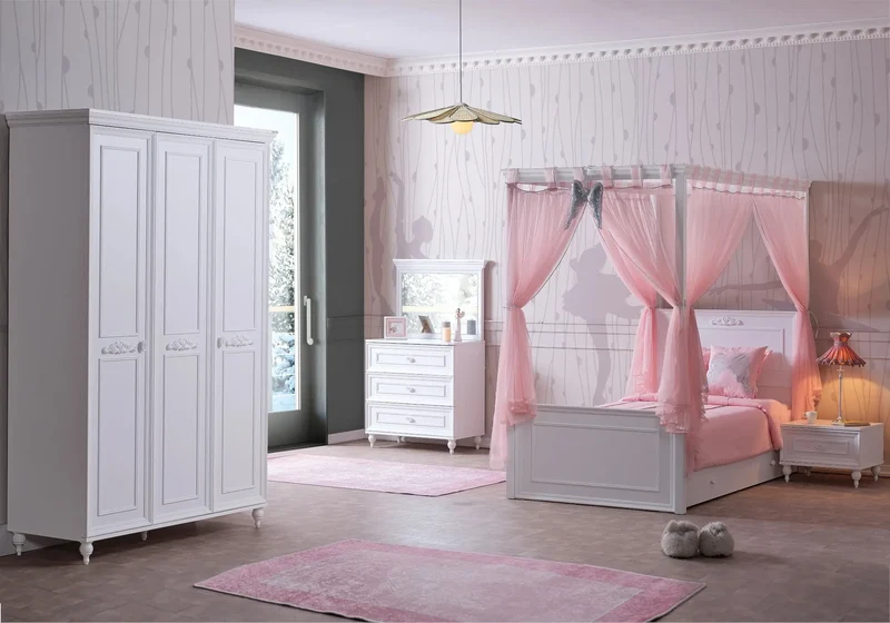 Ensemble de chambre pour jeune moderne blanc ANGEL