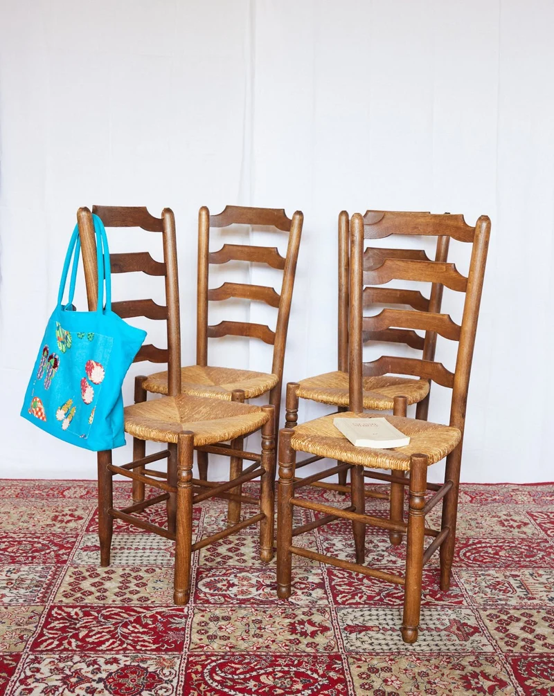 Claude, le lot de 4 chaises en paille N°1436