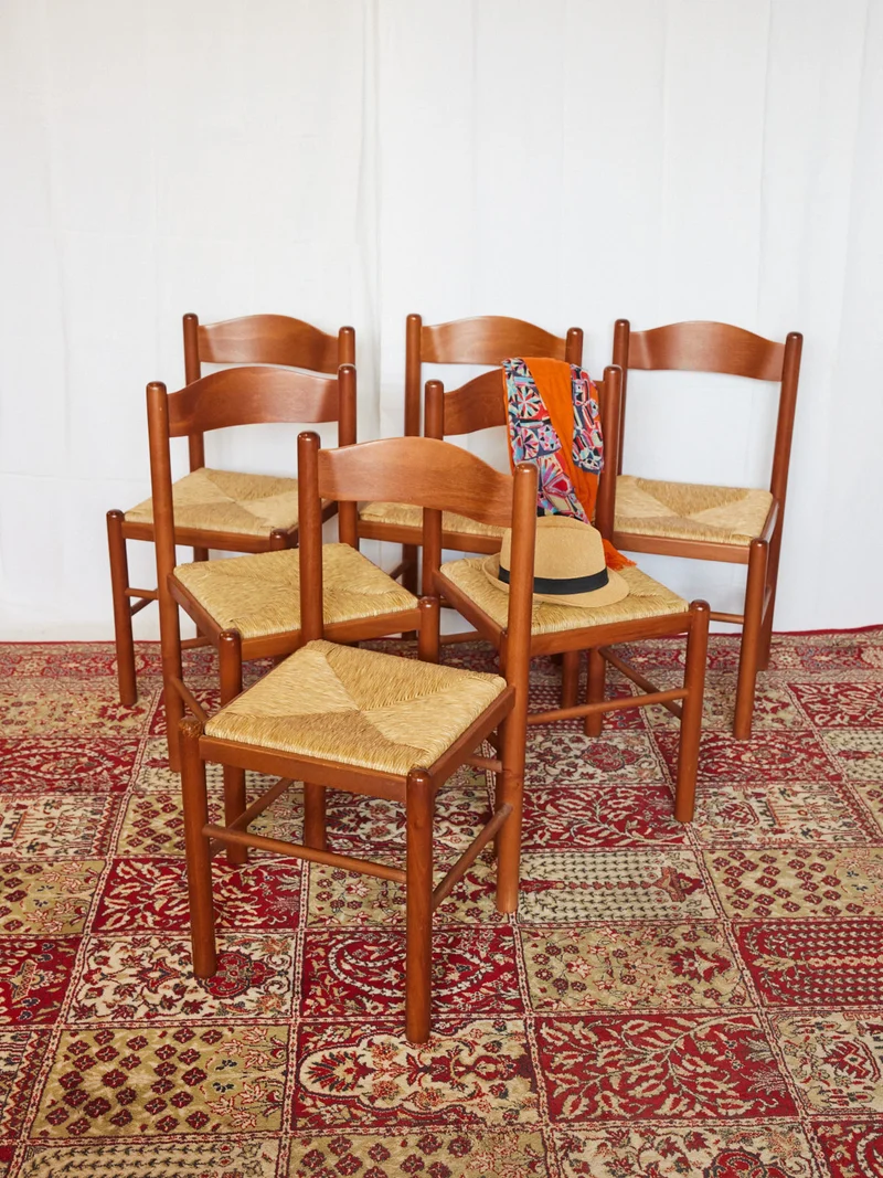 Claude, le lot de 6 chaises en bois ocre N°1434