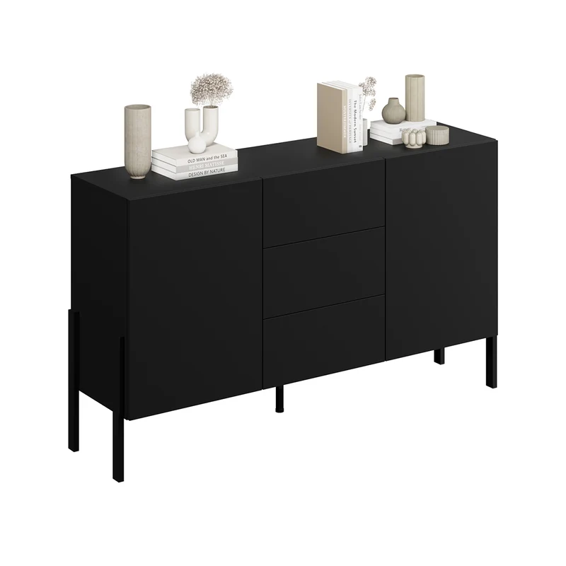 Buffet 2 portes 3 tiroirs Bérénice Noir