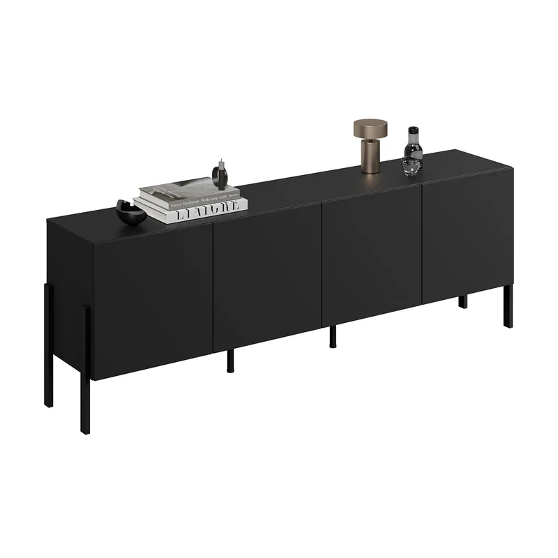 Meuble TV 4 portes 200 cm Bérénice Noir