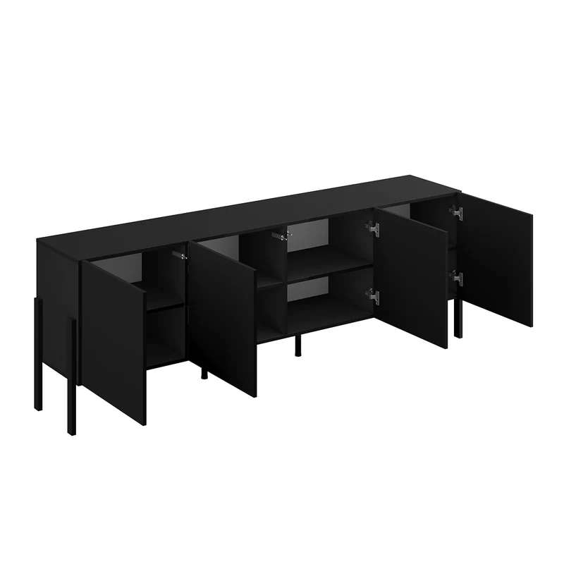 Meuble TV 4 portes 200 cm Bérénice Noir